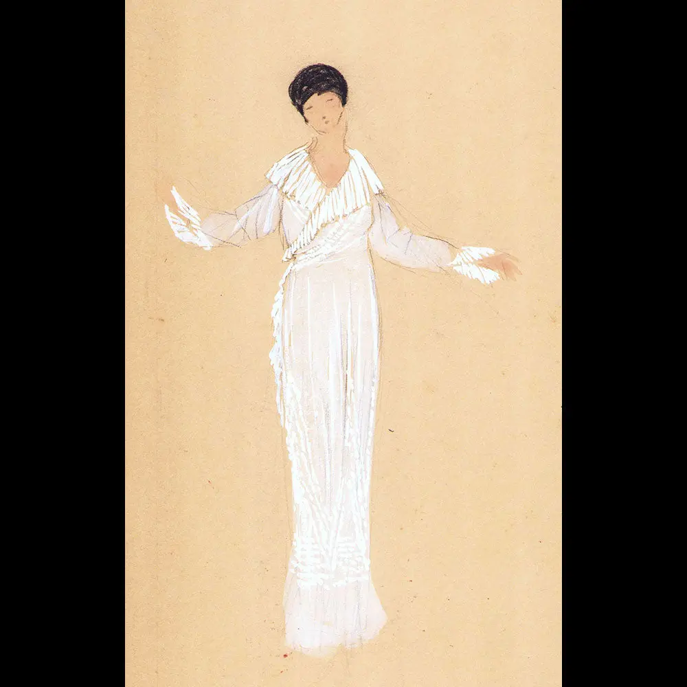 Elégante En Robe Déshabillée, Dessin De L'hom Pour Une Revue De Mode (1910S) 2