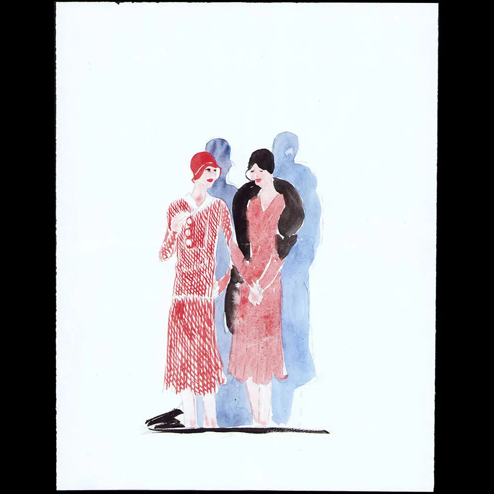 Elégantes En Robes, Dessin De L'hom Pour Une Revue De Mode (1920S) 1