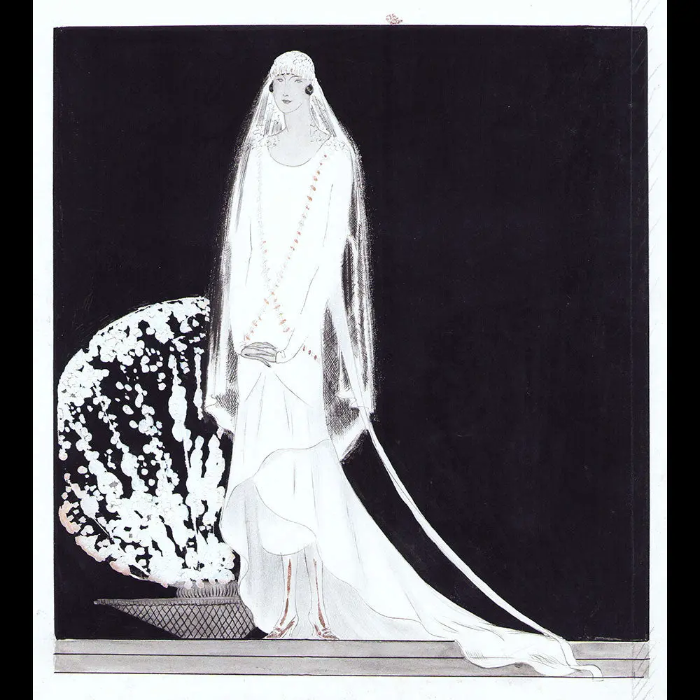 Jeanne Lanvin - Robe De Mariée, Dessin De L'hom Pour Femina (1925) 2