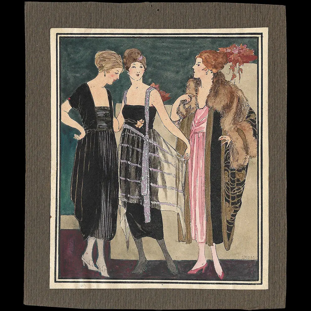 Worth - Trois Modèles, Dessin De L'hom Pour Les Elégances Parisiennes (1918) 1