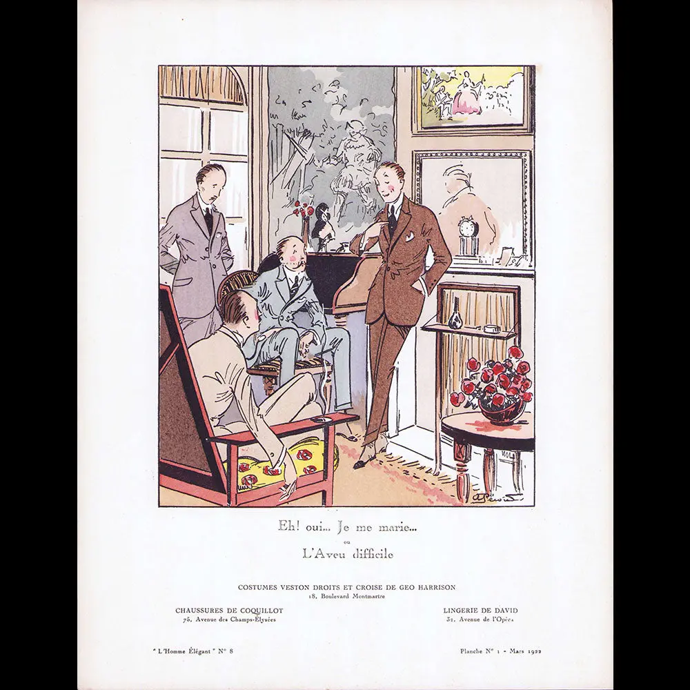 L'homme Élégant (1922, Mars) - Eh ! Oui Je Me Marrie, Planche De Pécoud 1