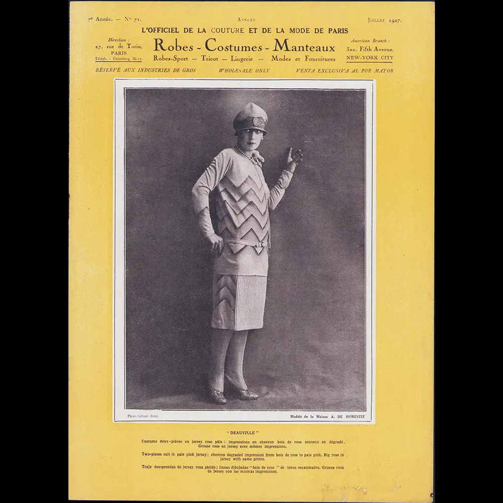 L'officiel De La Mode Et De La Couture De Paris, Supplément De Juillet 1927 1
