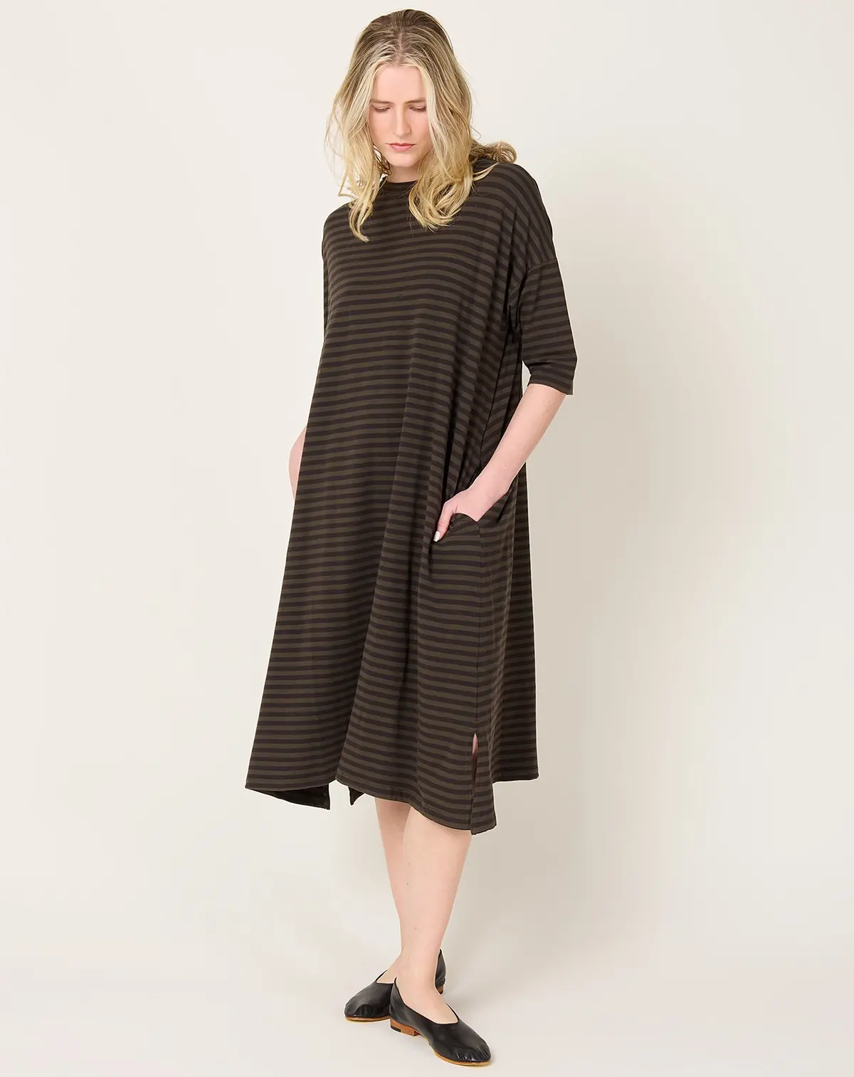 Striped Rame Dress In Maron 1