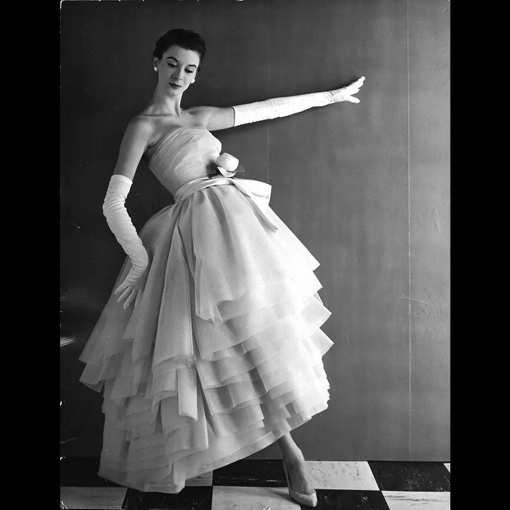 Lanvin - Robe De Cocktail Jasmin, Tirage De L'agence Hugmat (1957) 1