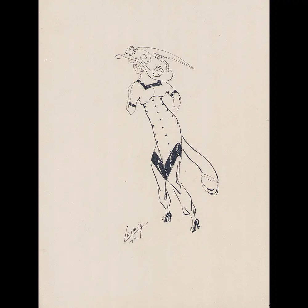 Elégantes, Réunion De Deux Dessins De Larmig (1911) 2