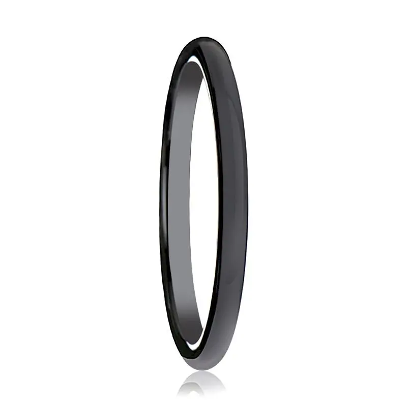 Laureen | Women's Black Ceramic Ring, Shiny Domed 1