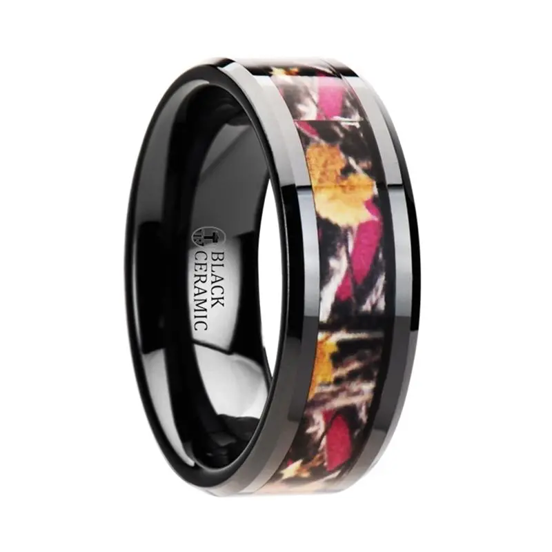 Laurel | Ceramic Ring Real Pink Oak Leaves 3