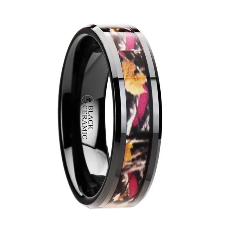 Laurel | Ceramic Ring Real Pink Oak Leaves 1