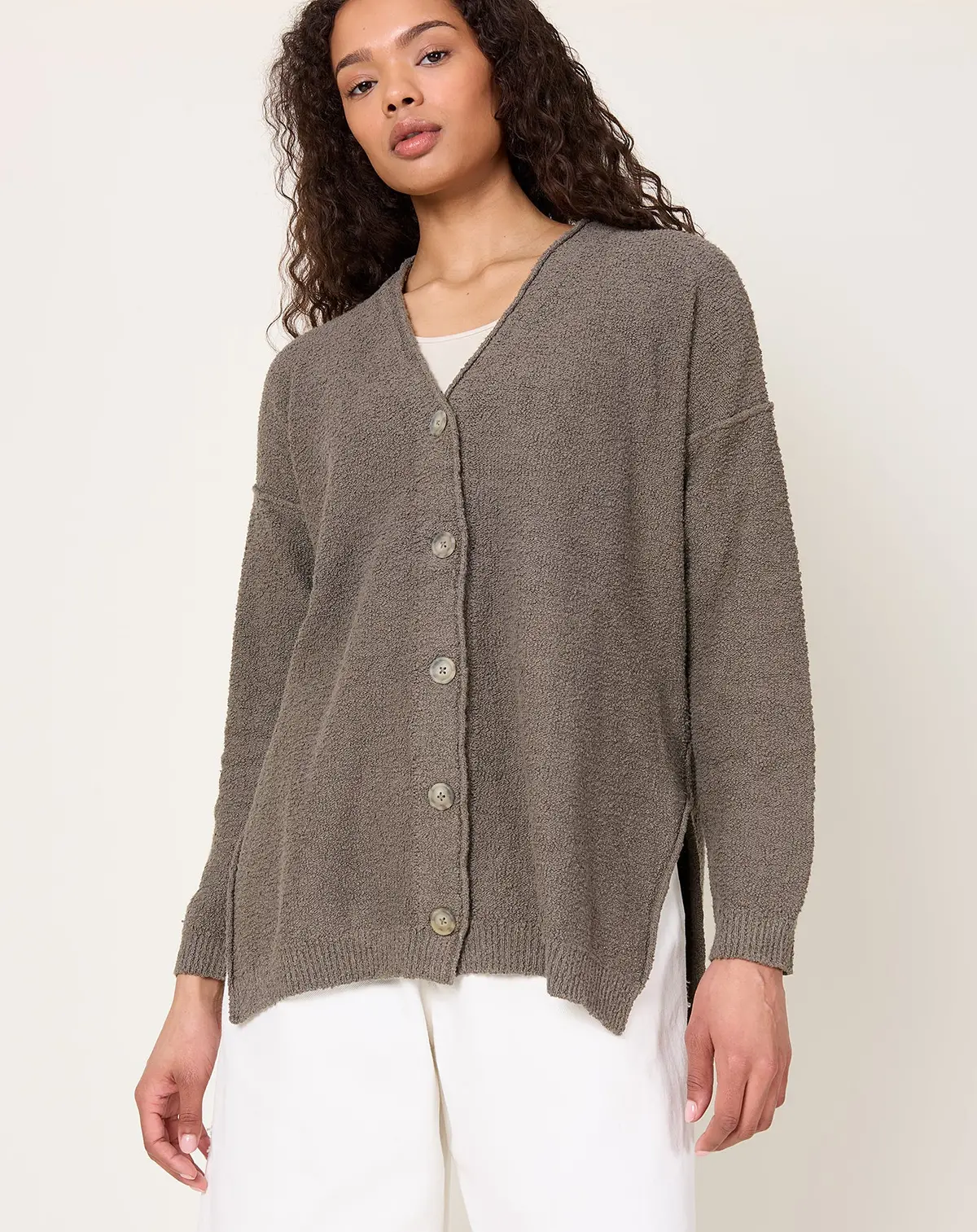 Boucle Cardigan In Rock 1