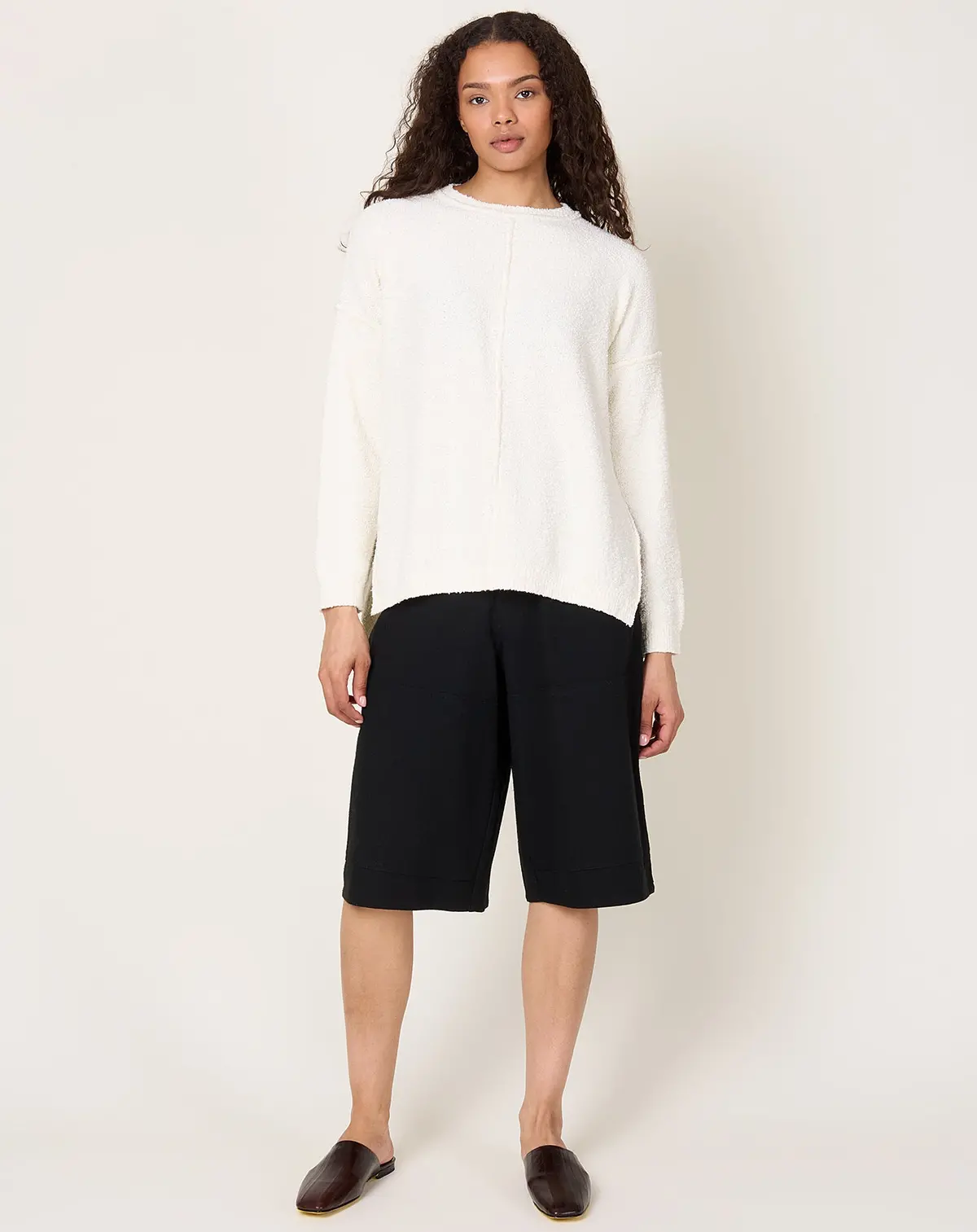 Boucle Crewneck In White 1