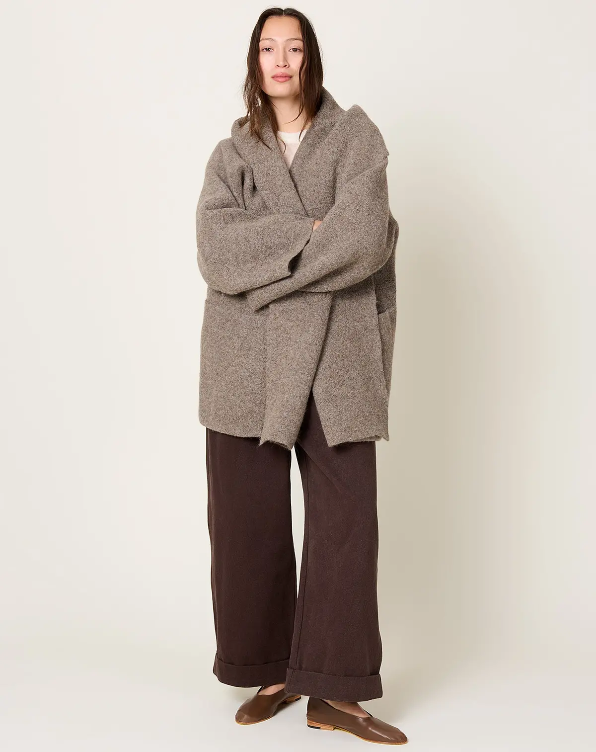 Double Face Coat In Walnut 1