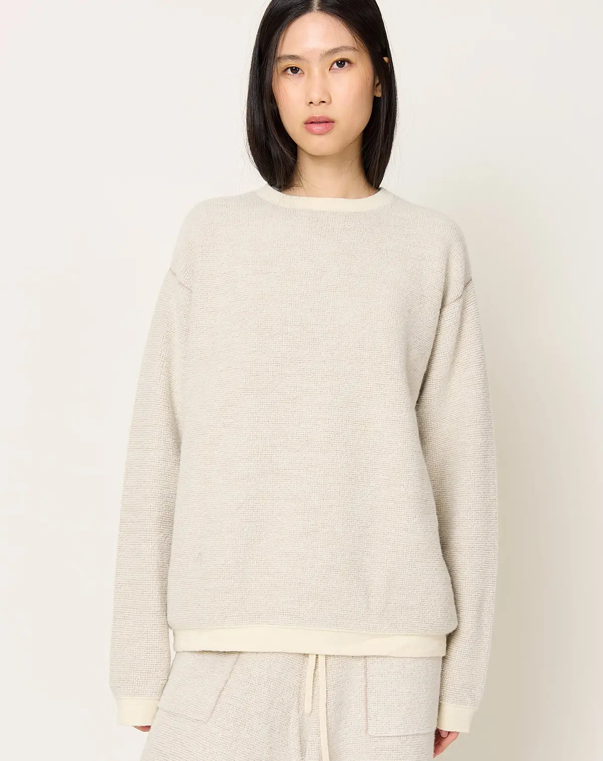 Fine Terry Crewneck In Raw White 1
