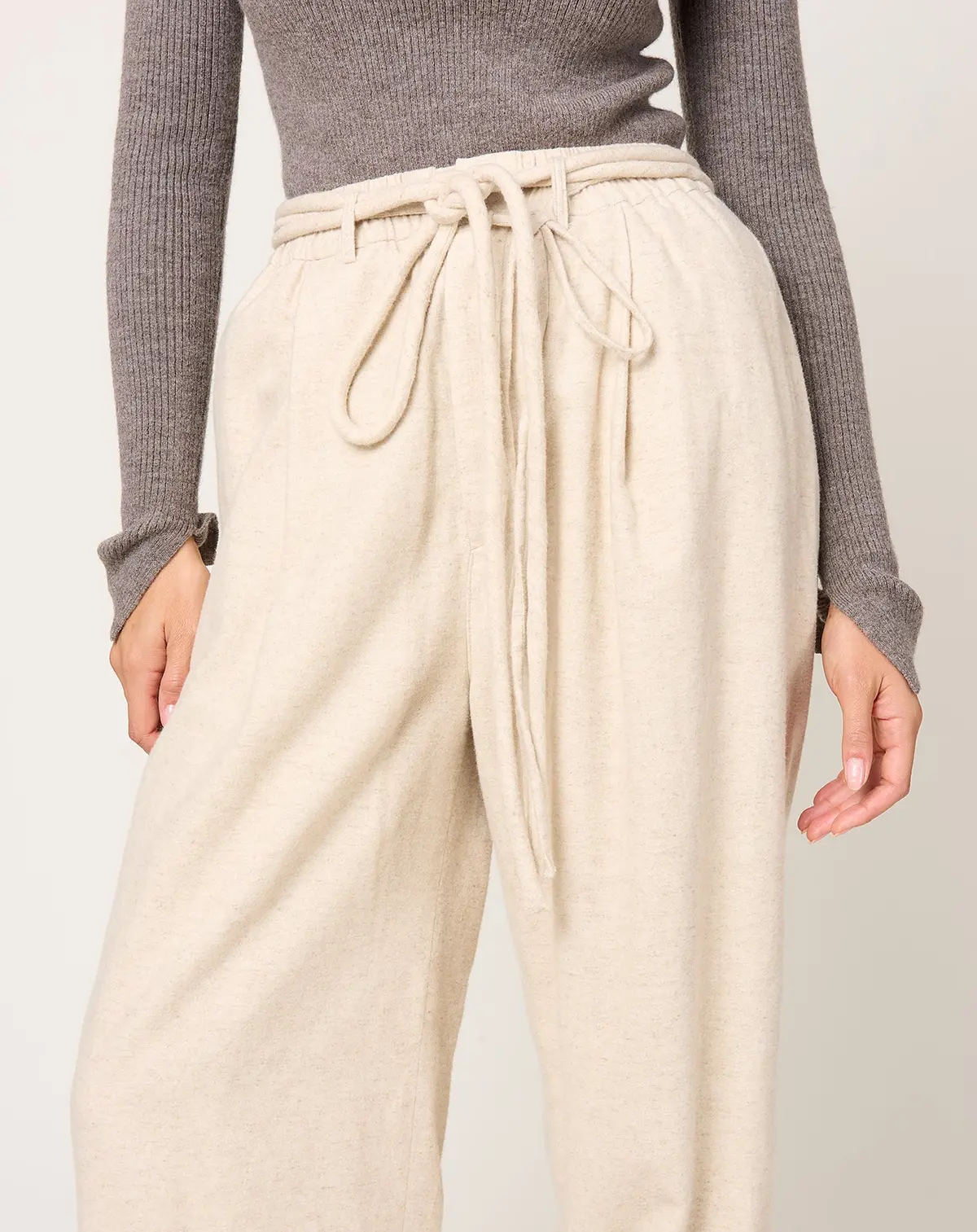 Flannel Lace Trouser In Ecru 1