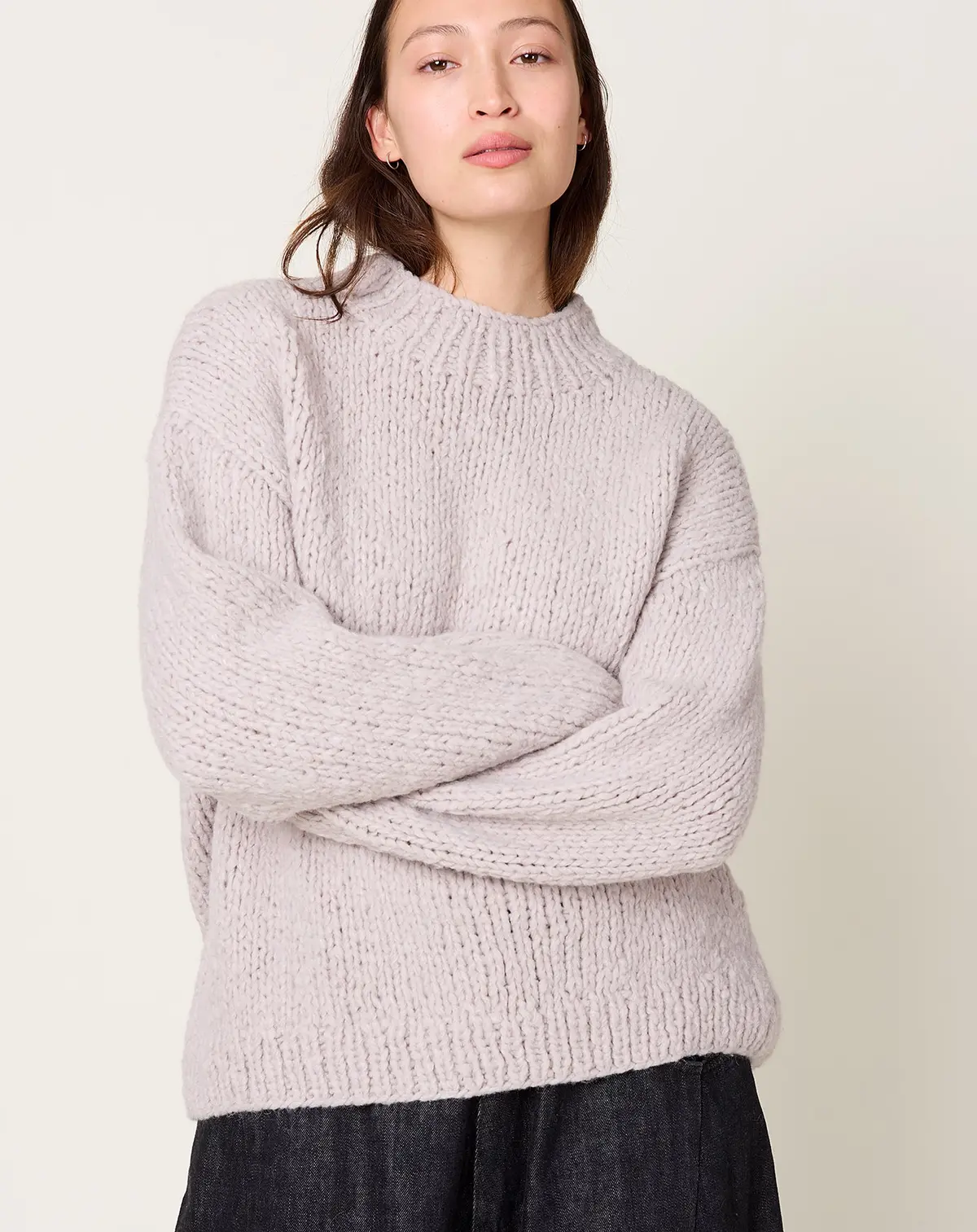 Handknit Crewneck In Lavender 1