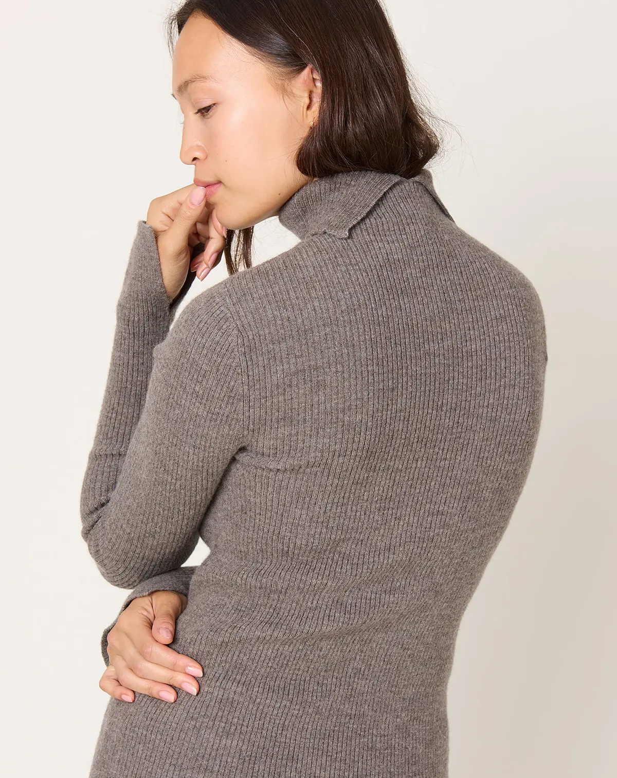 Rib Split Turtleneck In Cinder 1