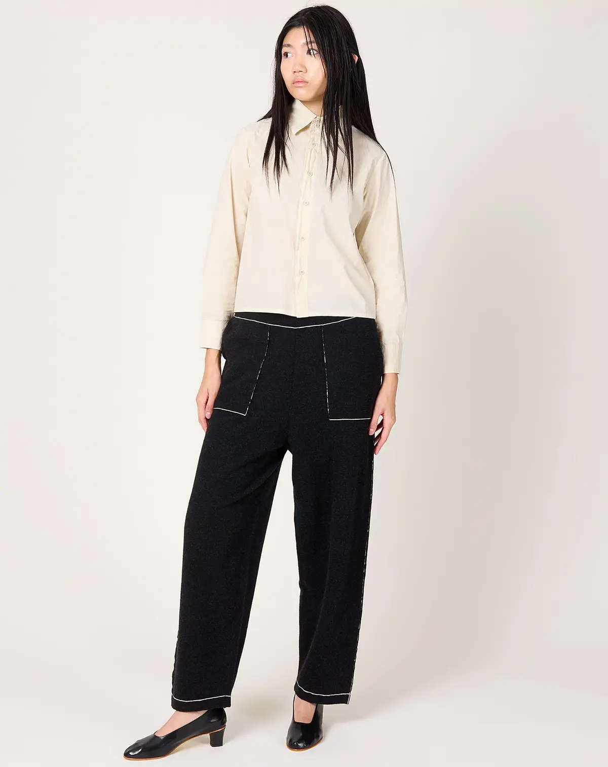 Stitch Trouser In Black Melange 1