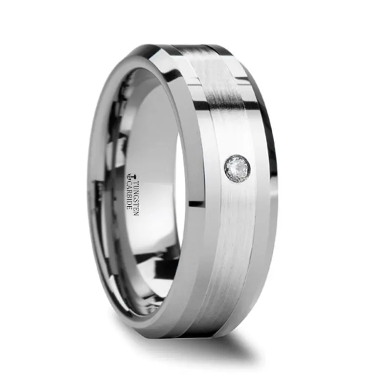 Laurent | Tungsten Ring With Diamond 1