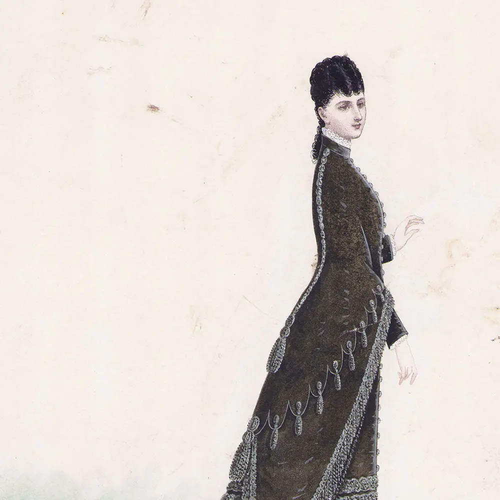 Ernest Leduc - Dessin D'une Robe Pour Une Maison De Couture (Circa 1860-1870) 2