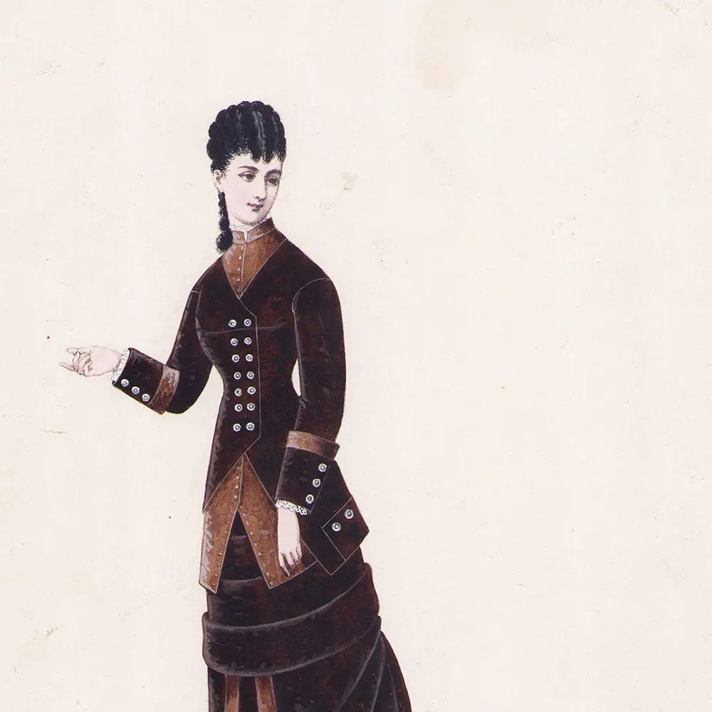 Ernest Leduc - Dessin D'une Robe Pour Une Maison De Couture (Circa 1860-1870) 2
