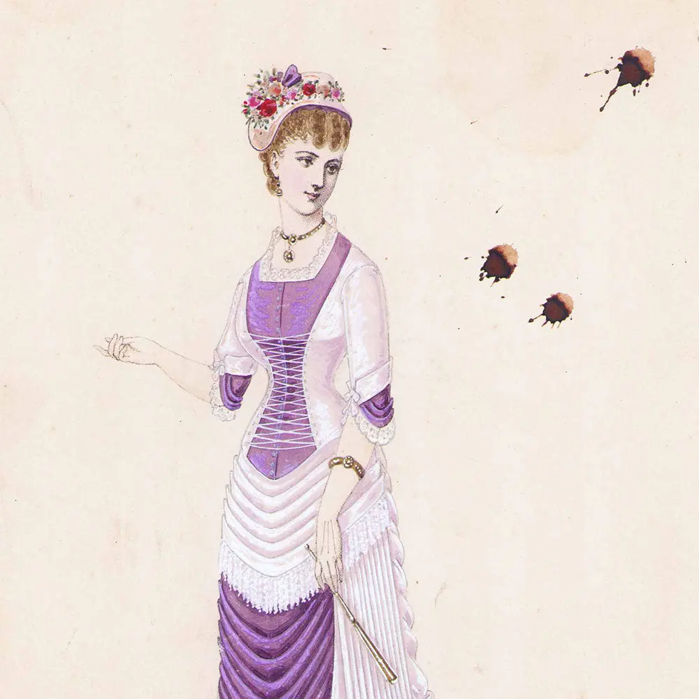 Ernest Leduc - Dessin D'une Robe Pour Une Maison De Couture (Circa 1860-1870) 2