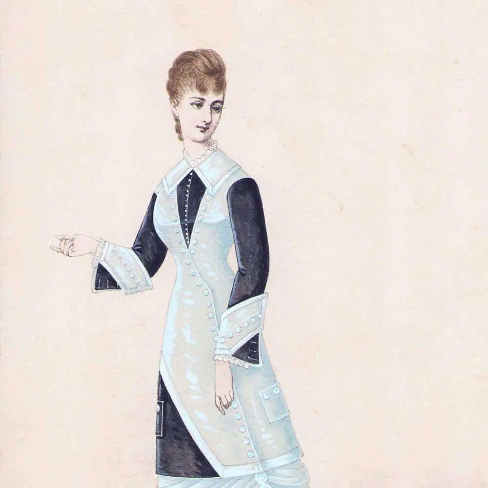 Ernest Leduc - Dessin D'une Robe Pour Une Maison De Couture (Circa 1860-1870) 2