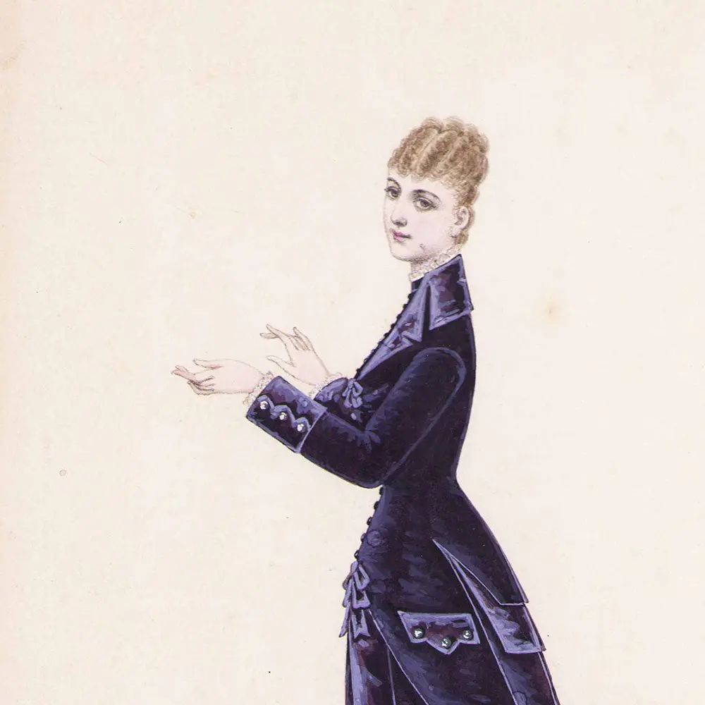 Ernest Leduc - Dessin D'une Robe Pour Une Maison De Couture (Circa 1860-1870) 2