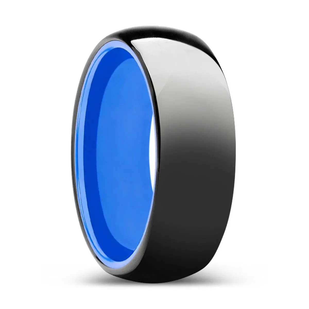 Legion | Blue Ring, Black Tungsten Ring, Shiny, Domed 1