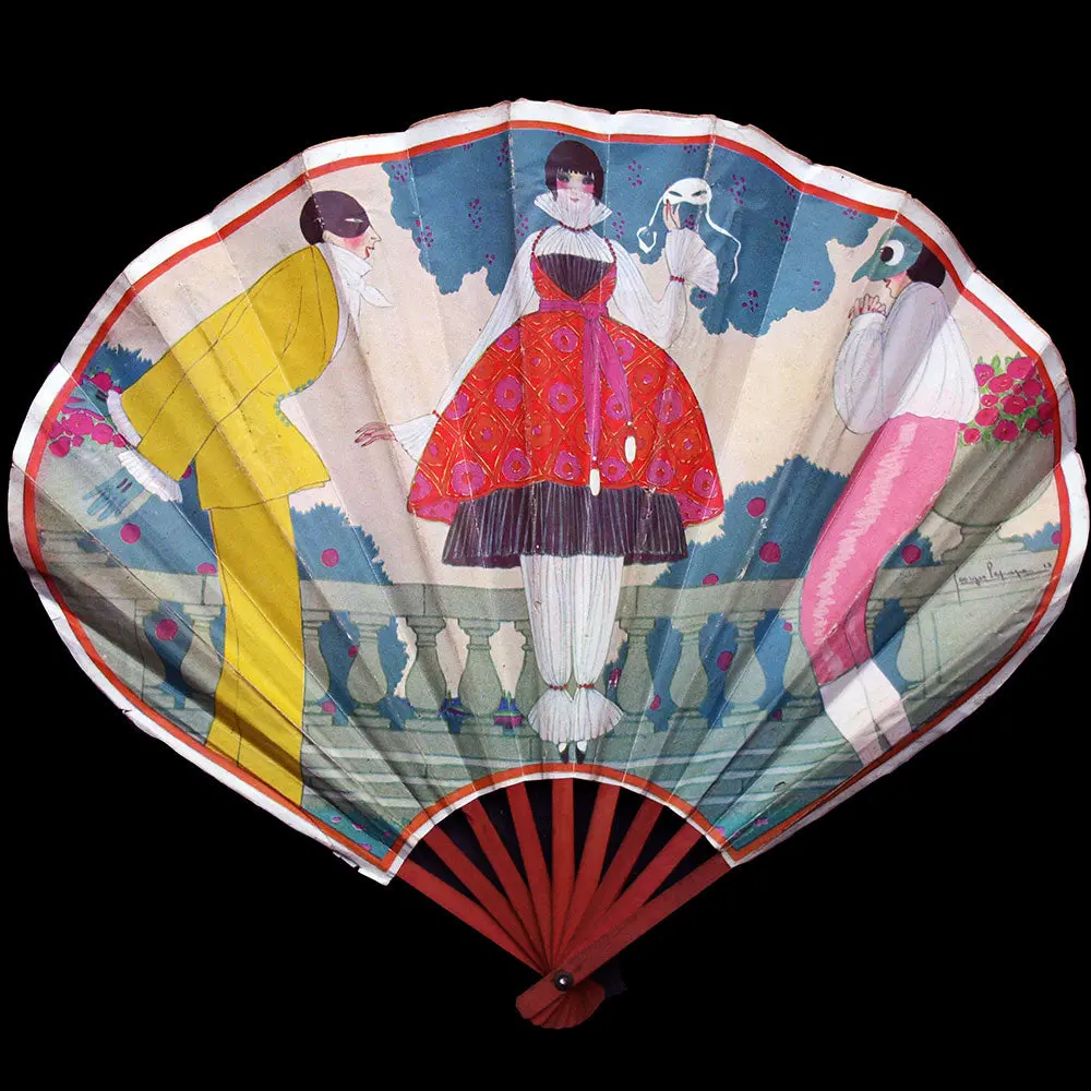 Georges Lepape - Les Soupirants, Éventail Illustré Pour Les Galeries Lafayette (Circa 1913) 1