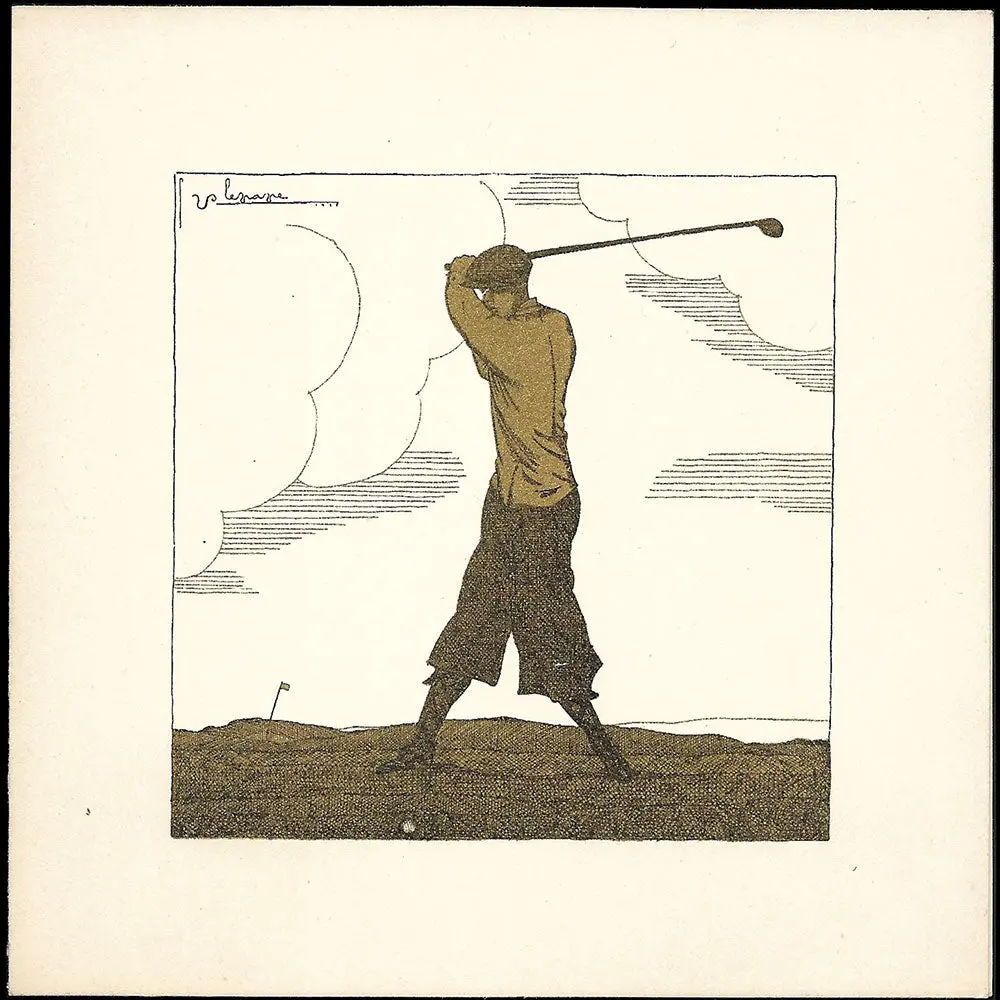 Georges Lepape - Le Golfeur, Carte Pour Hermès Sellier (1926) 1