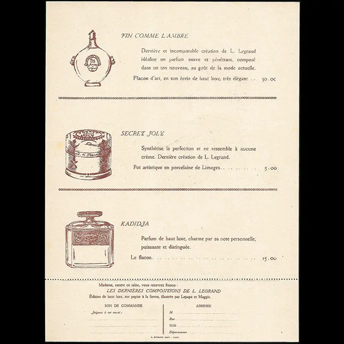 Georges Lepape - Les Dernières Compositions D'oriza-Legrand, Bon De Commande Illustré (1913) 2