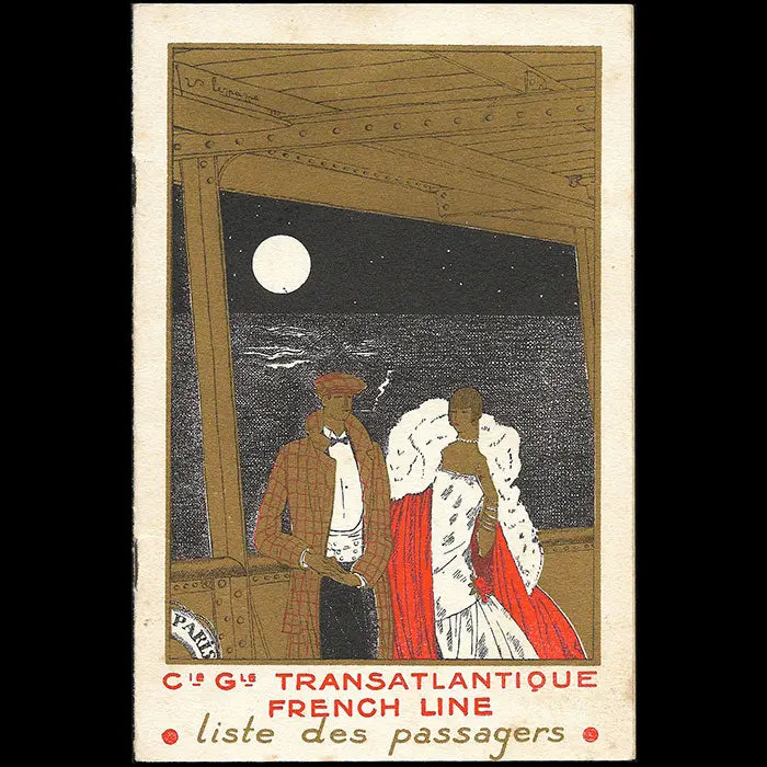 Georges Lepape - Liste Des Passagers Du Rochambeau, Paquebot De La Compagnie Générale Transatlantique (1927) 1