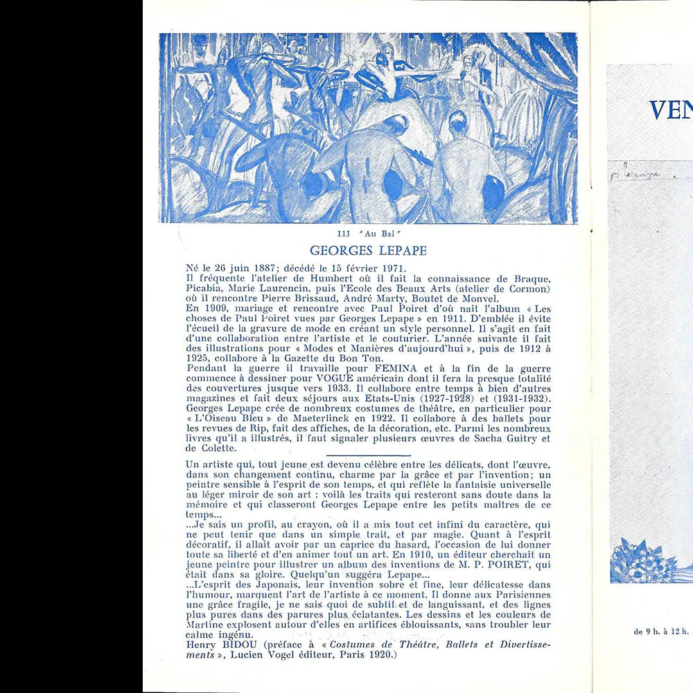 L'art Et La Mode : Georges Lepape 1882-1971, Catalogue De Vente De L'étude Robert (1971) 2
