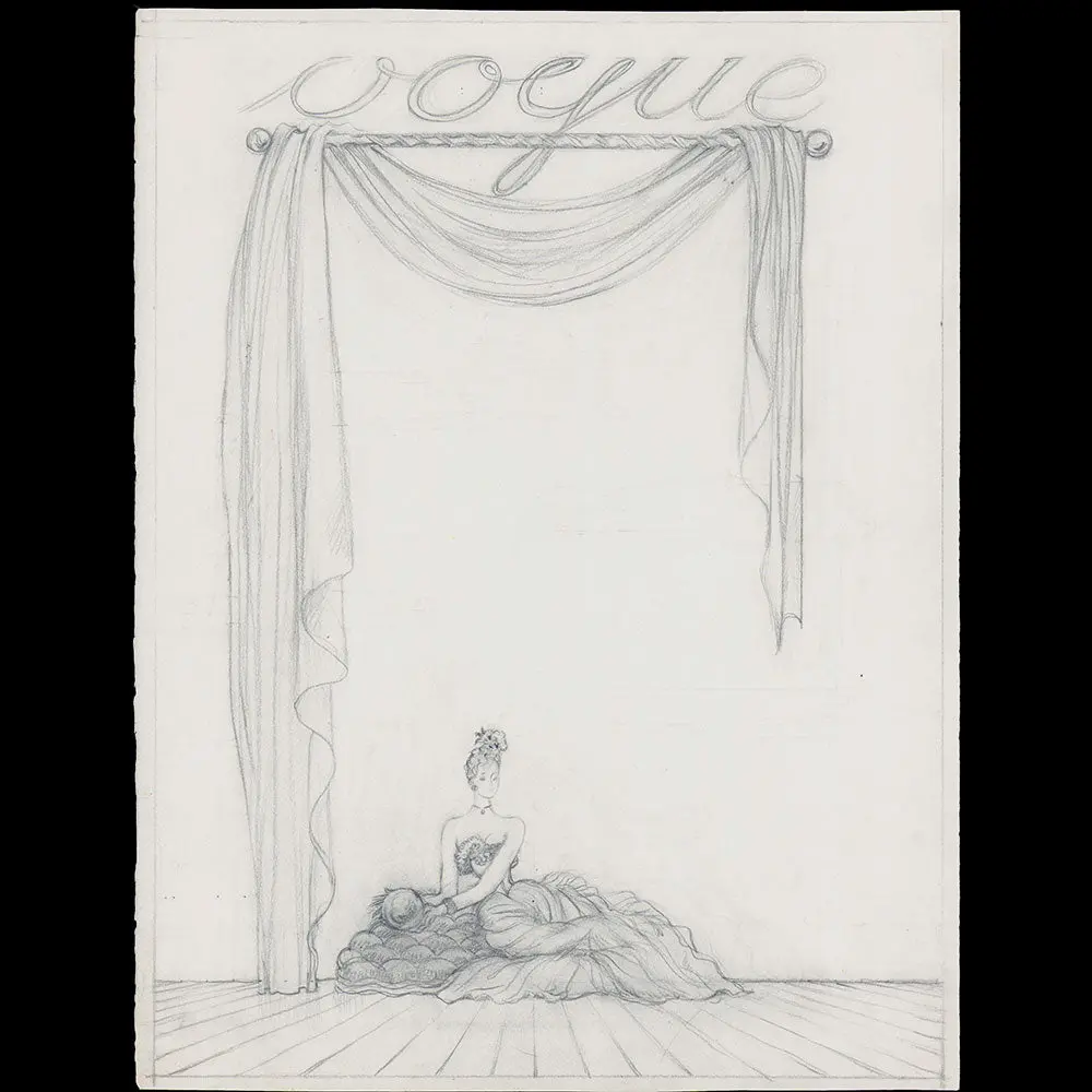 Lepape - Elégante À La Boule De Cristal, Couverture Pour Vogue, Dessin De Georges Lepape (1939) 1
