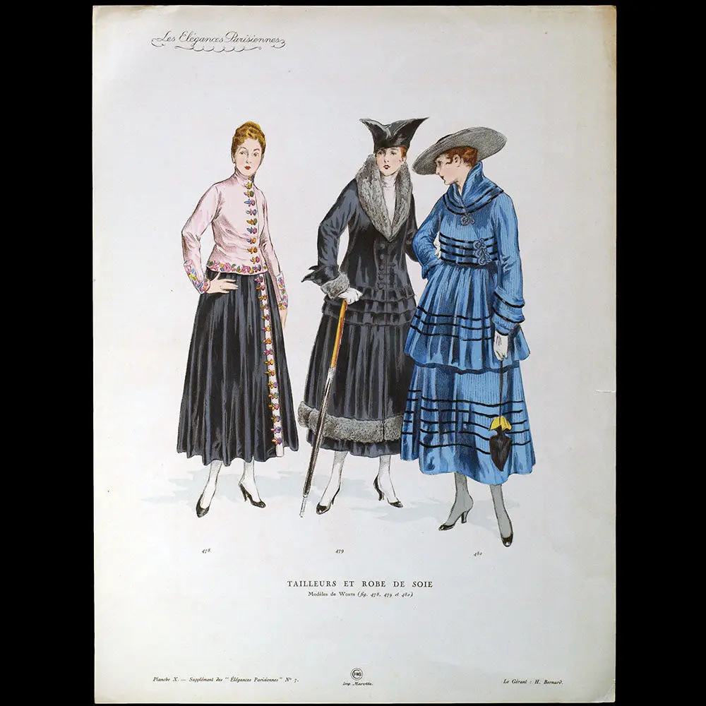 Worth - Tailleurs Et Robe De Soie, Gravure Des Elégances Parisiennes (1916) 1