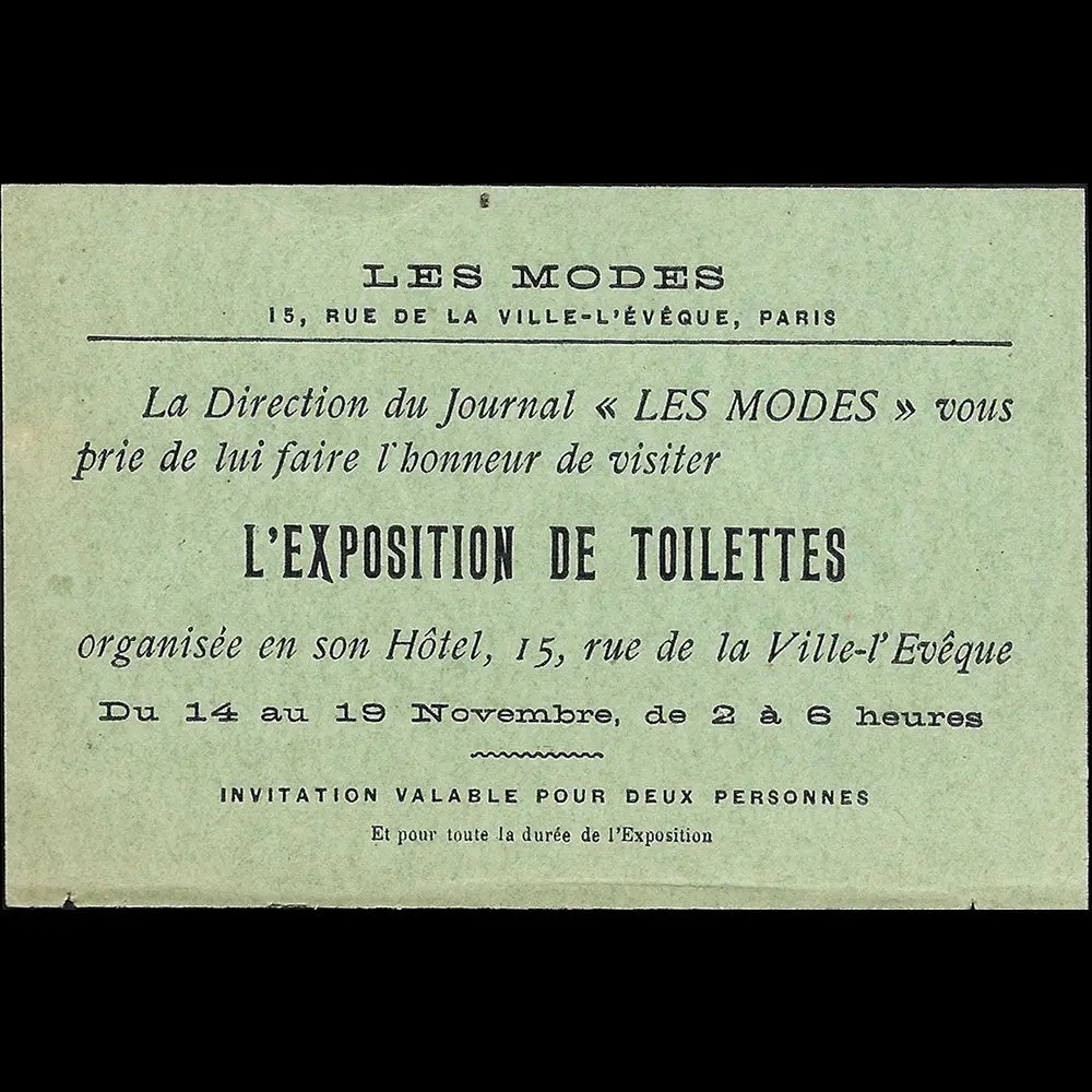 Les Modes - Invitation À L'exposition De Toilettes (1900S) 1