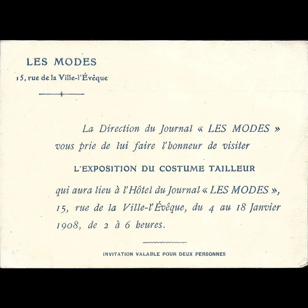Les Modes - Invitation À L'exposition Du Costume Tailleur (1908) 1
