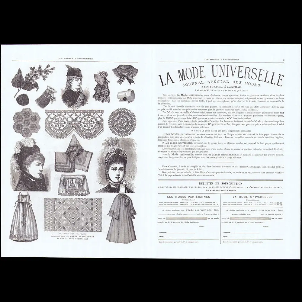 Les Modes Parisiennes Et La Mode Universelle - Document De Présentation Et D'abonnement (1877) 2
