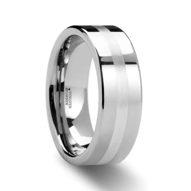 Letholdus | Tungsten Ring Palladium Inlay Flat 1