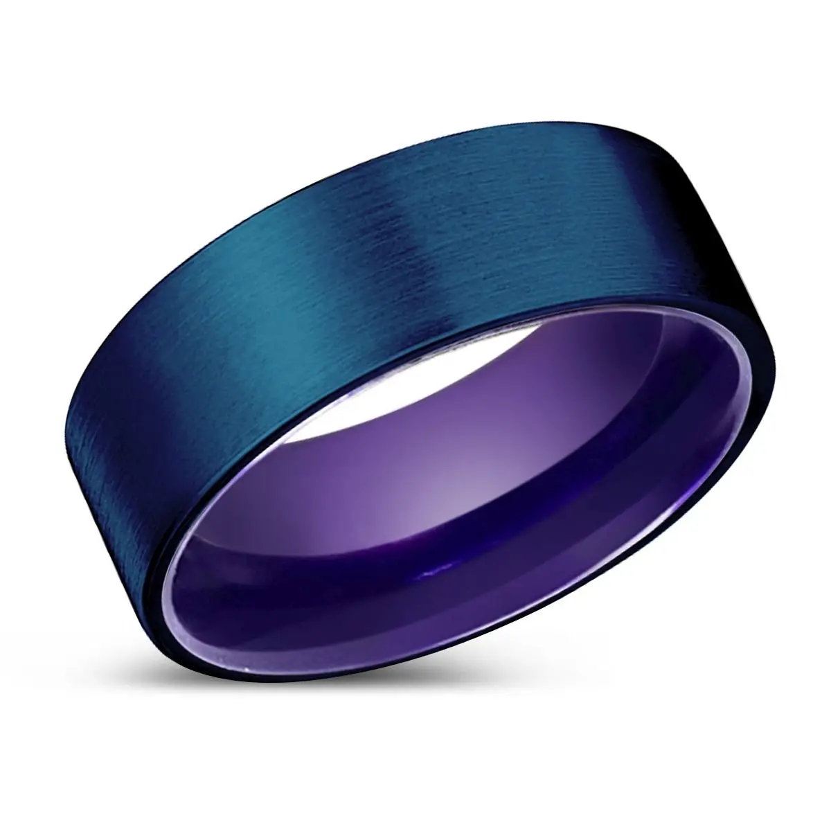 Levian | Purple Ring, Blue Tungsten Ring, Brushed, Flat 2