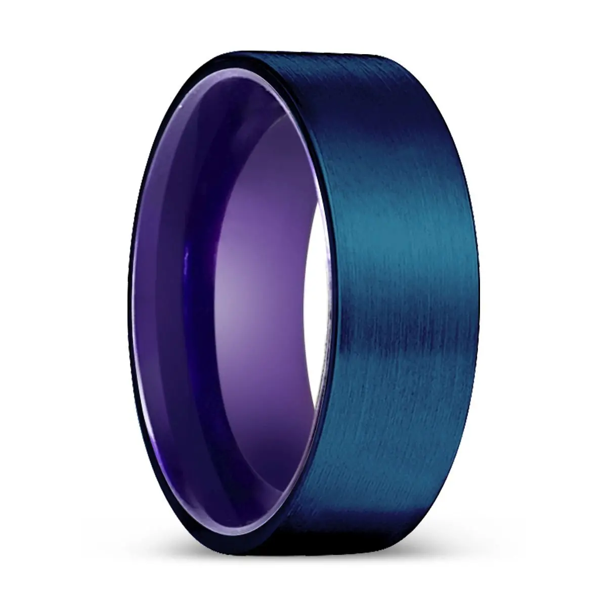Levian | Purple Ring, Blue Tungsten Ring, Brushed, Flat 1