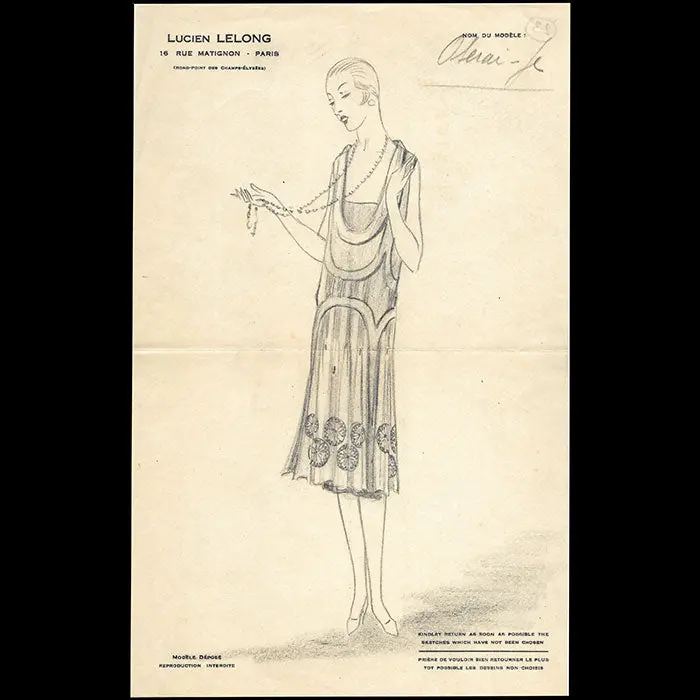 Lucien Lelong - Oserai-Je ? Dessin De Robe (Circa 1924-1926) 1