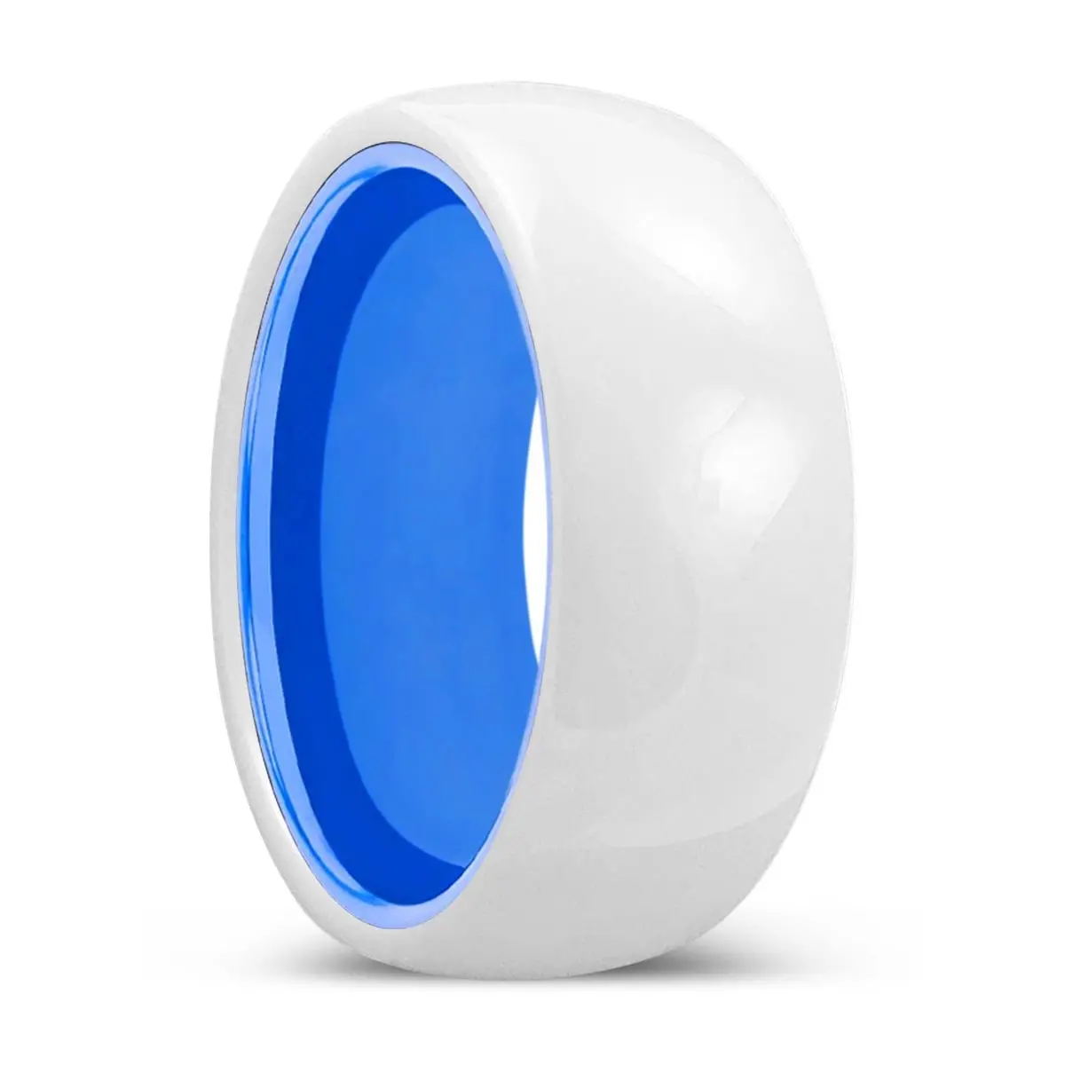 Lumina | Blue Ring, White Ceramic Ring, Domed 1