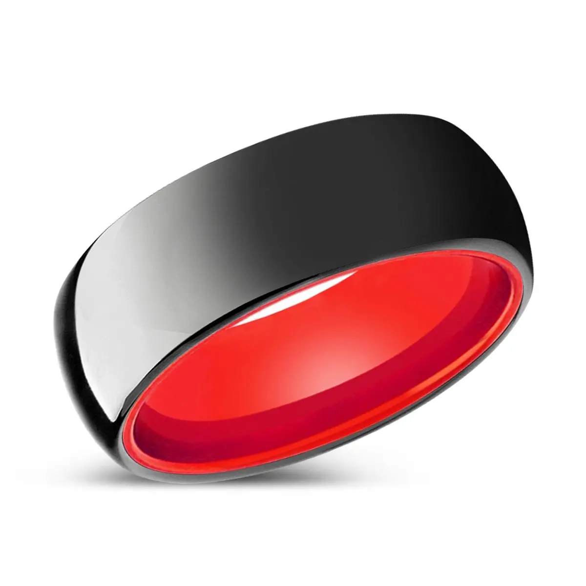 Luminate | Red Ring, Black Tungsten Ring, Shiny, Domed 2