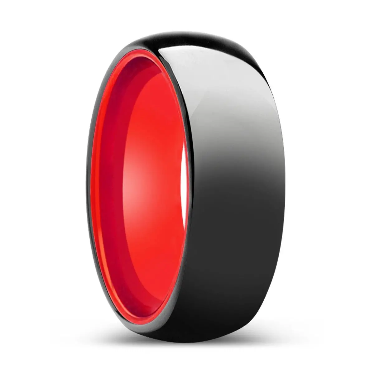 Luminate | Red Ring, Black Tungsten Ring, Shiny, Domed 1