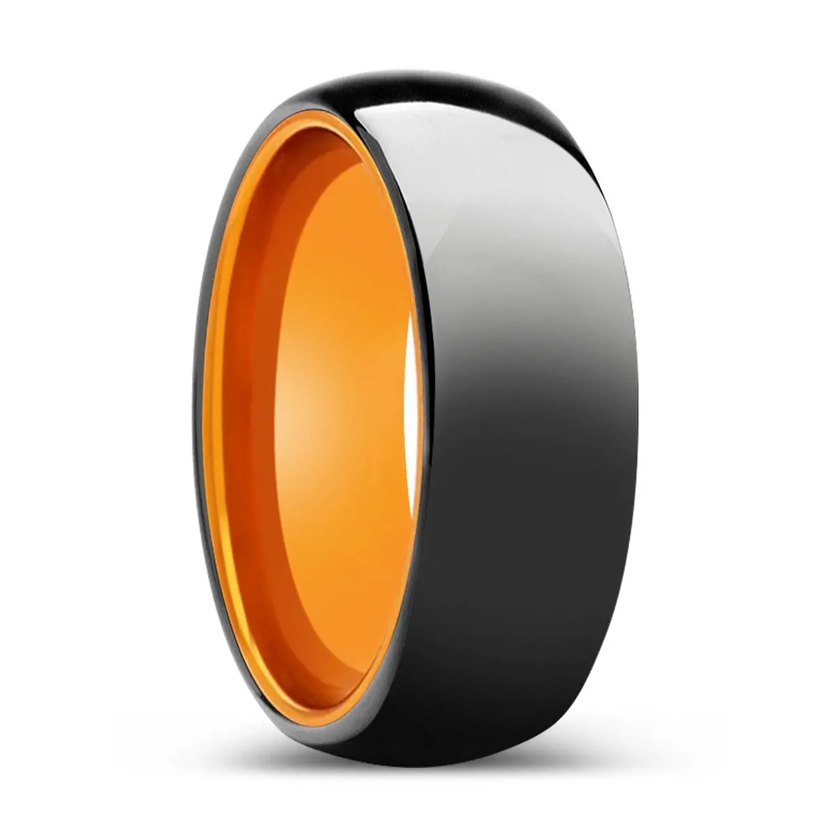 Lykan | Orange Ring, Black Tungsten Ring, Shiny, Domed 1