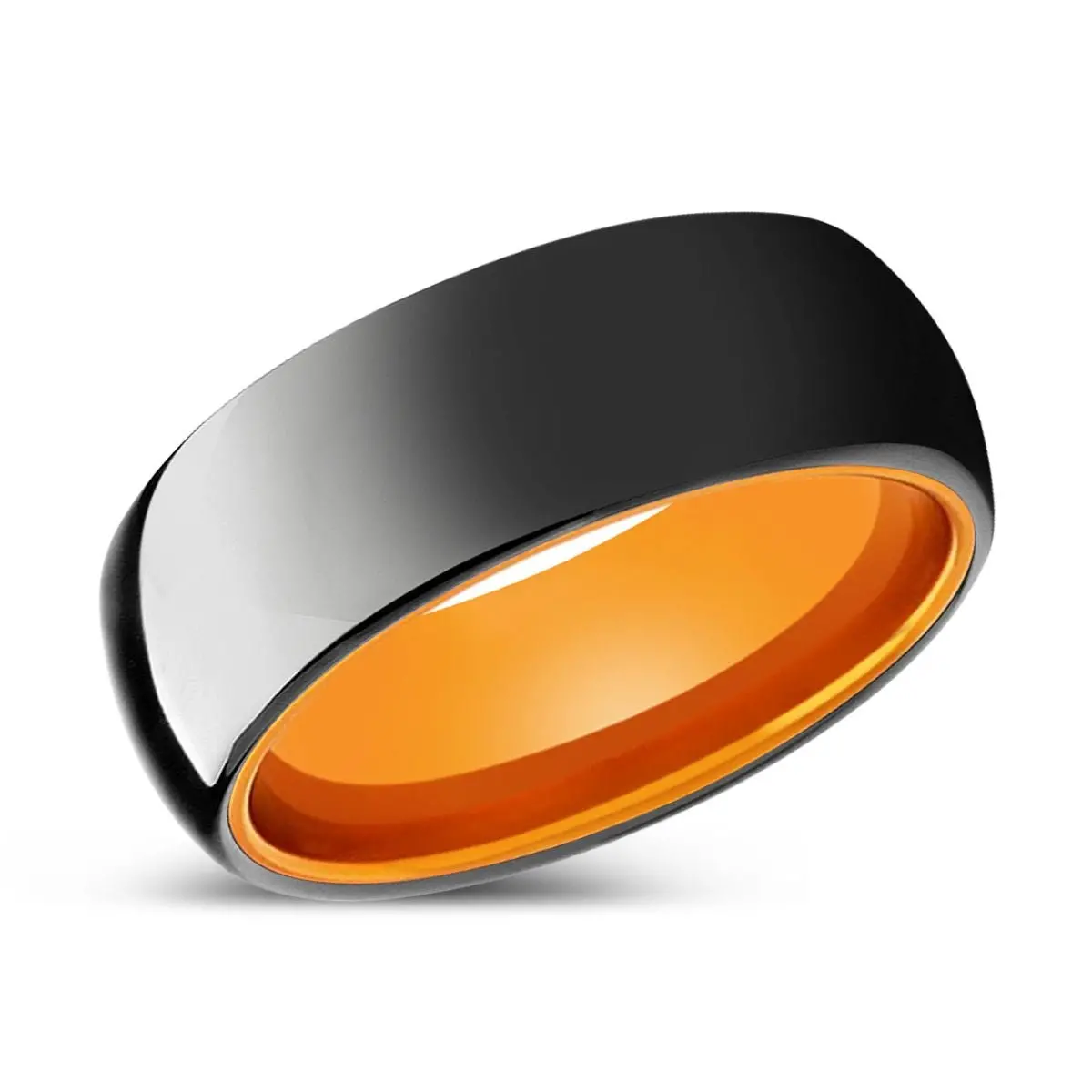 Lykan | Orange Ring, Black Tungsten Ring, Shiny, Domed 2