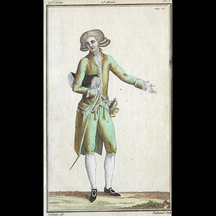 Magasin Des Modes Nouvelles Françaises Et Anglaises, 27Ème Cahier, Planche 2 - Homme En Habit Habillé (1787) 1