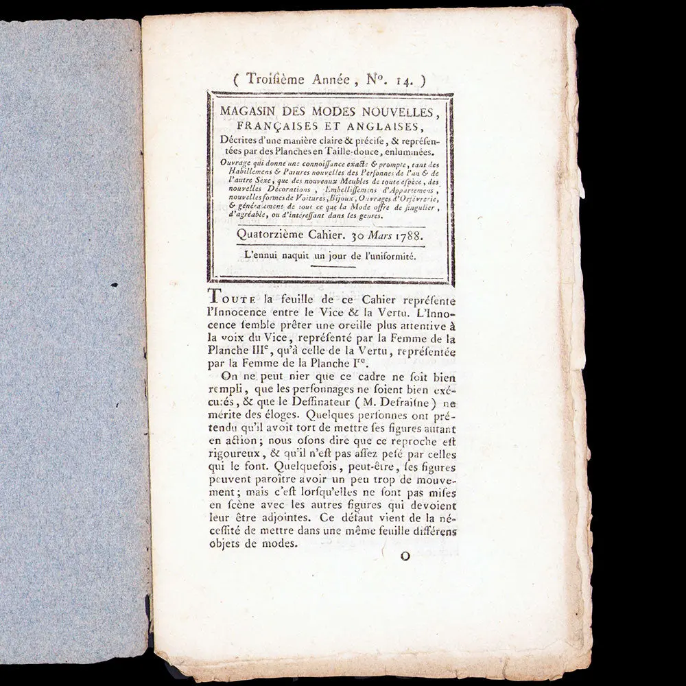 Magasin Des Modes Nouvelles Françaises Et Anglaises - Livraison Du 30 Mars 1788 2