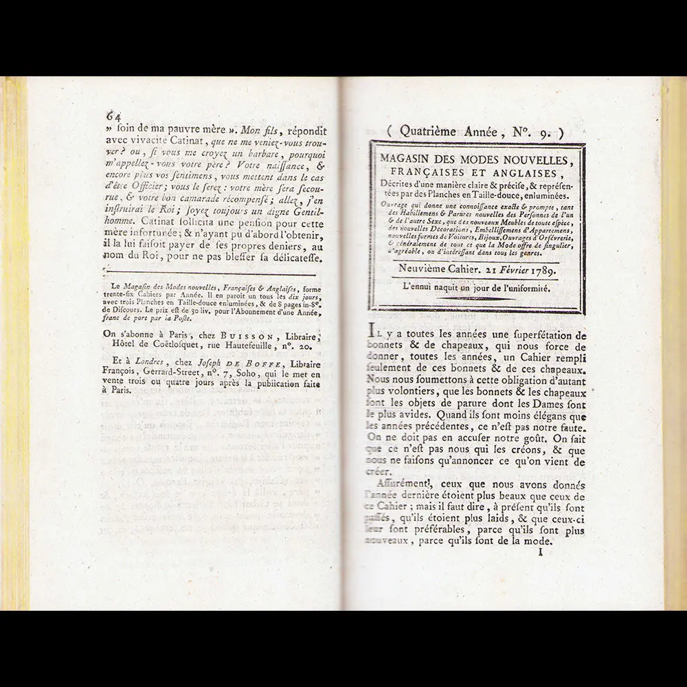 Cabinet Des Modes -Journal De La Mode Et Du Goût - Réunion De 104 Livraisons De Novembre 1785 À Mai 1791 2