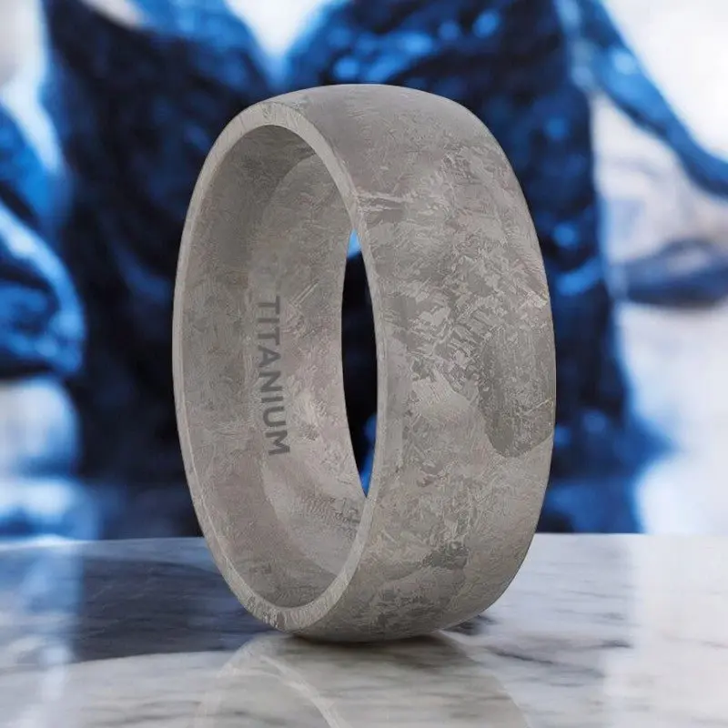 Magellanic | Titanium Ring, Meteorite Pattern, Domed 1